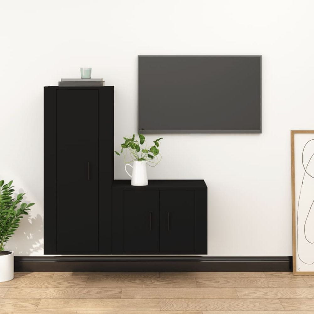 Vidaxl 2-dielna súprava TV skriniek čierna kompozitné drevo